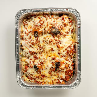 Baked Lebanese Moussaka w/ Spaghetti Tray (Catering)