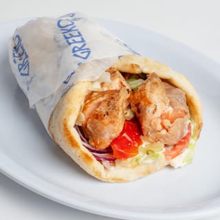 Salmon Souvlaki Pita